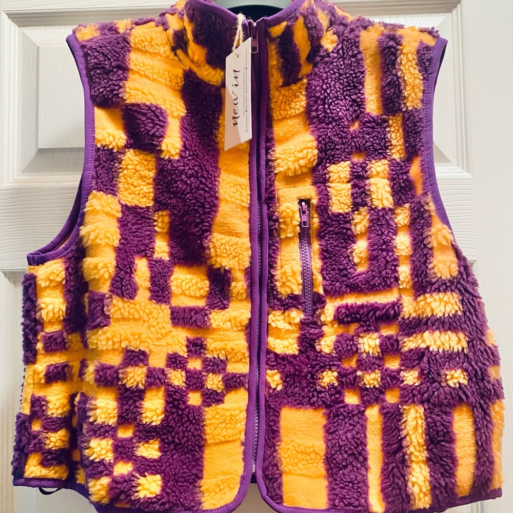 Purple and Yellow Fleece Vest